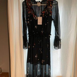 Misa - Black Long Dress with Flowers